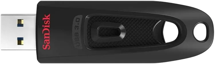 SanDisk Ultra 16GB retractable USB drive — Trupi i gjatë Ultra përmban spinën USB-A me rrëshqitje.