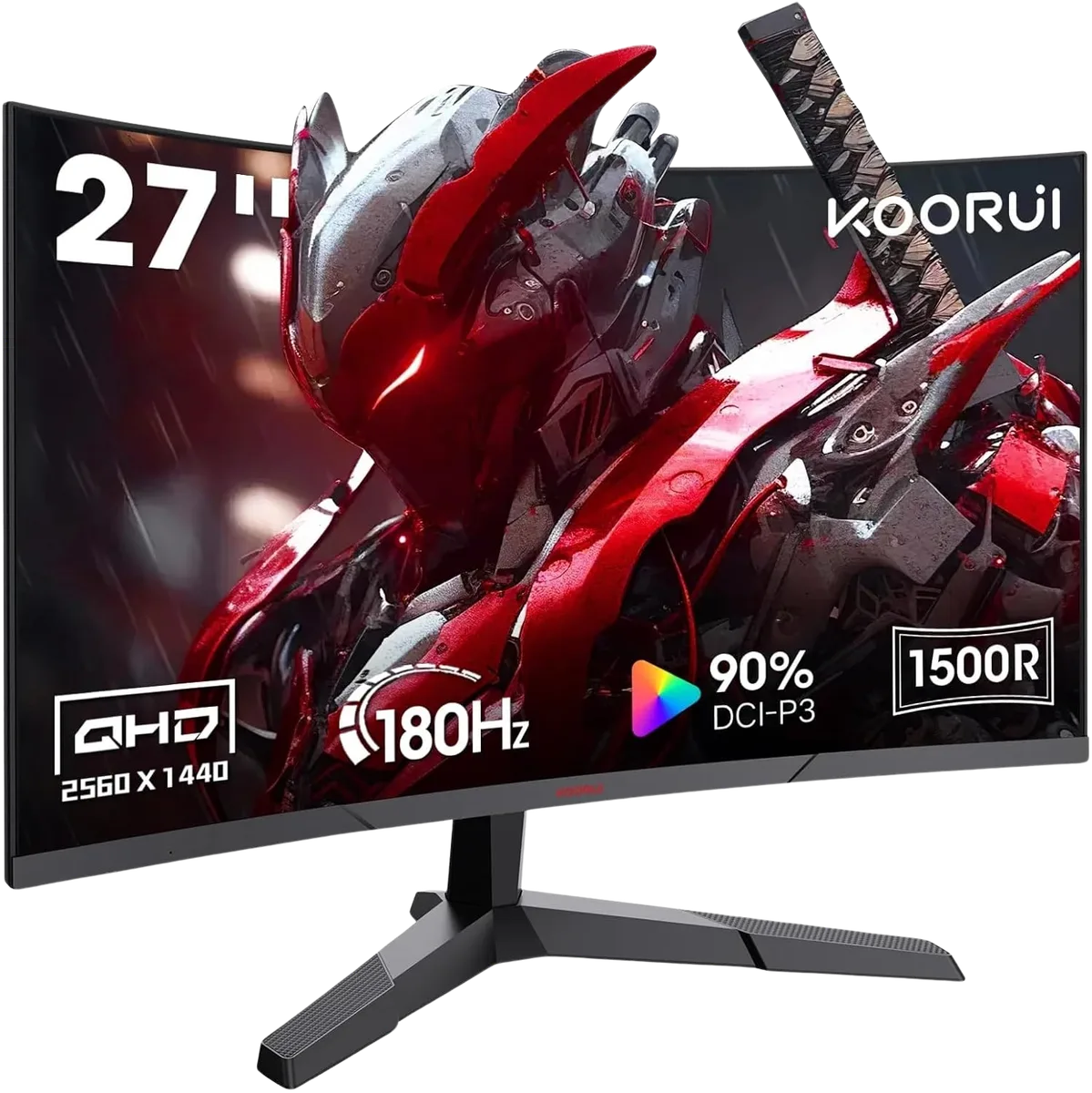 QHD resolution across the curved 27-inch display. Koorui 27E6QCA — QHD resolution across the curved 27-inch display.