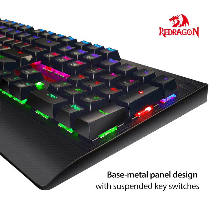 Redragon K557 Kala — Raised keys and the metal top surface around them.