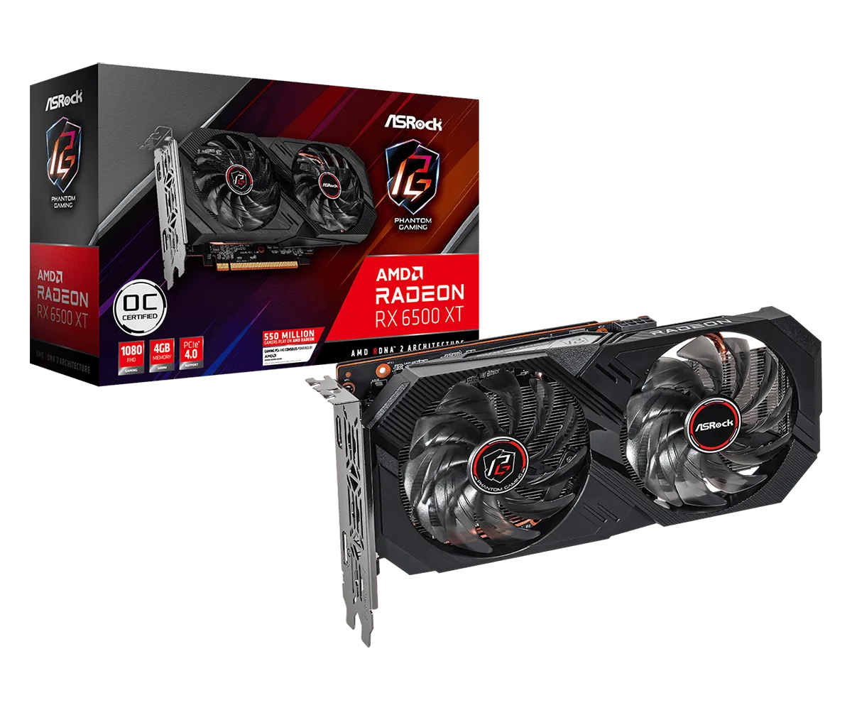ASRock Phantom Gaming AMD Radeon™ RX 6500 XT OC 4GB