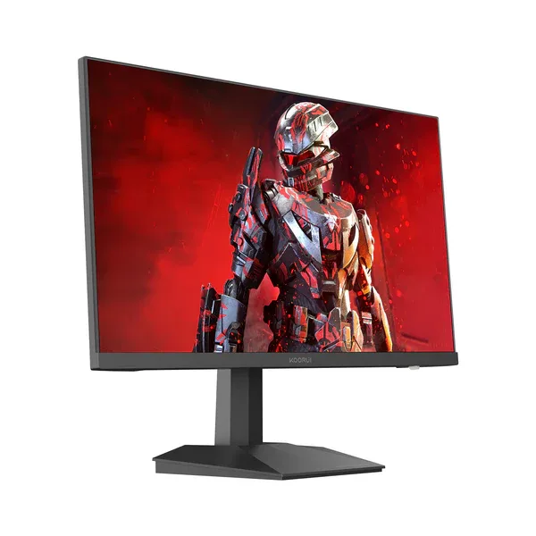 The flat 27-inch IPS panel on its supplied stand. Koorui G2711P — The flat 27-inch IPS panel on its supplied stand.