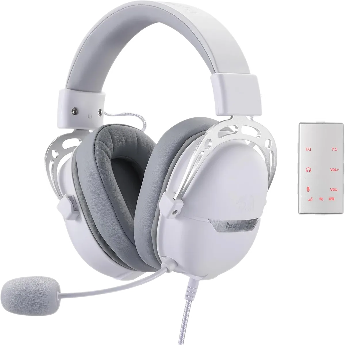 Redragon Aurora White — The white Aurora with its flexible microphone.