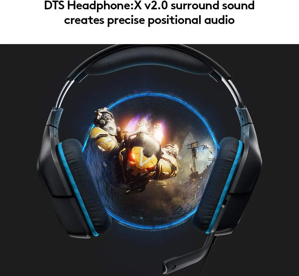 Logitech G432 Black/Blue — The manufacturer illustrates its optional software Surround Sound feature.