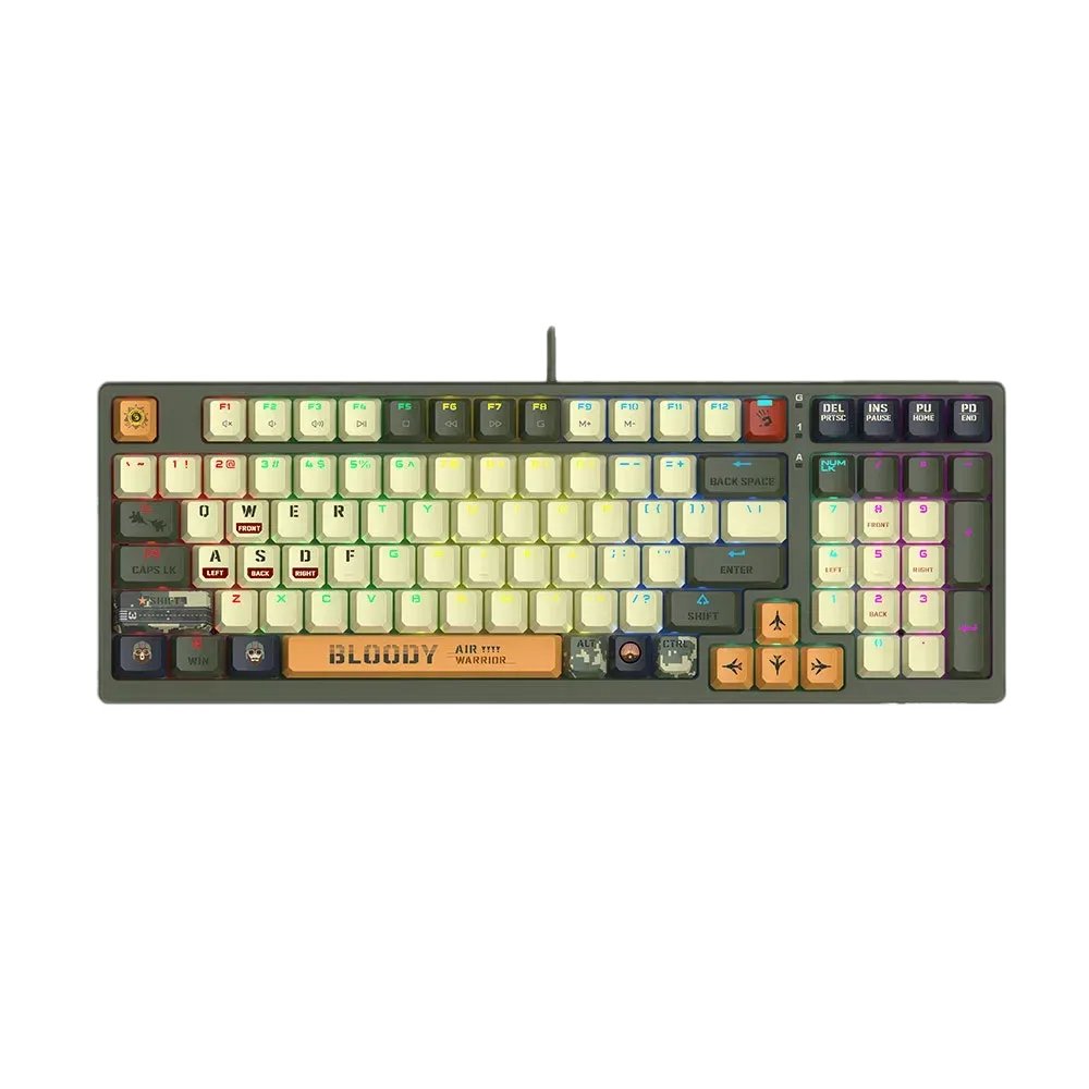 Bloody S98 Aviator — The Aviator colour scheme and compact number-pad layout.