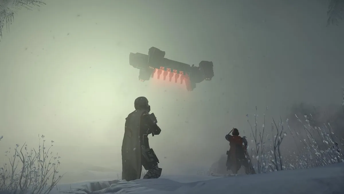 Helldivers 2 — Skuadra lëviz në terren armiqësor gjatë misionit.