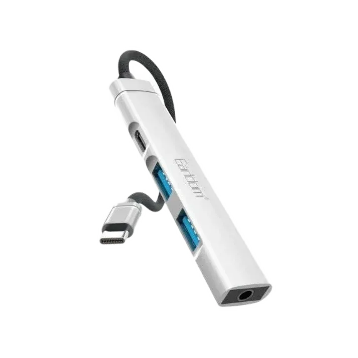 ET-HUB20 me dy porta USB-A, hyrje USB-C dhe portë audio. Earldom ET-HUB20 — ET-HUB20 me dy porta USB-A, hyrje USB-C dhe portë audio.