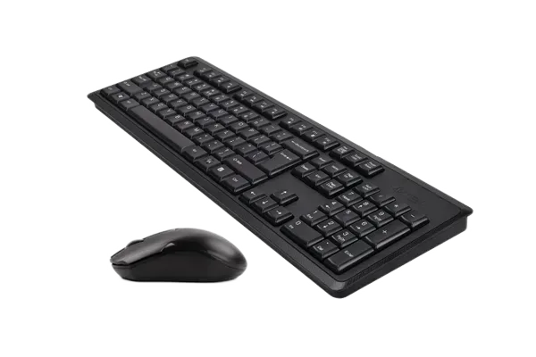 A4Tech 4200N — Mausi wireless pranë bllokut numerik të tastierës.