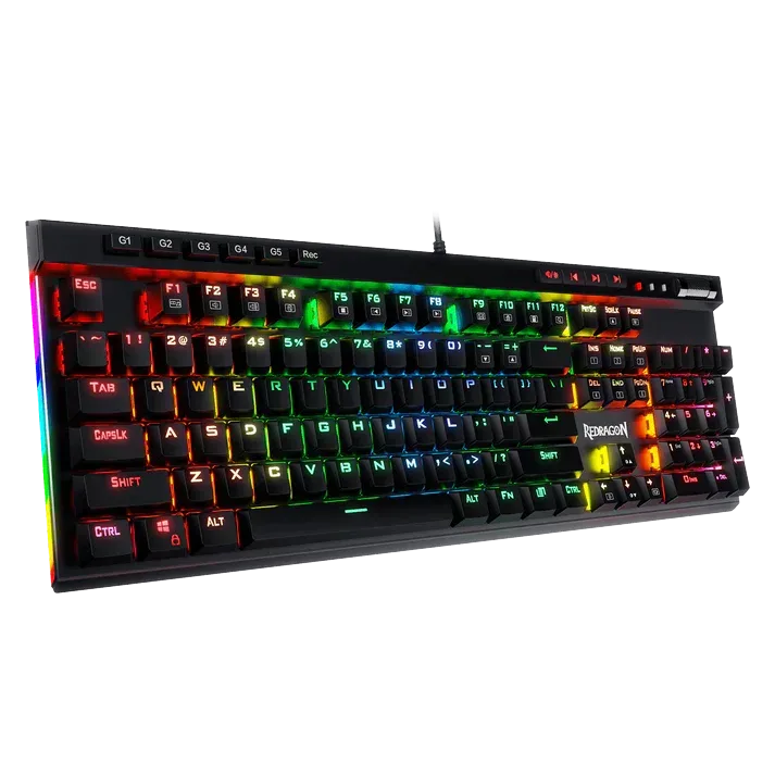 Redragon K580 Vata — Full-size keys with an additional row of controls.