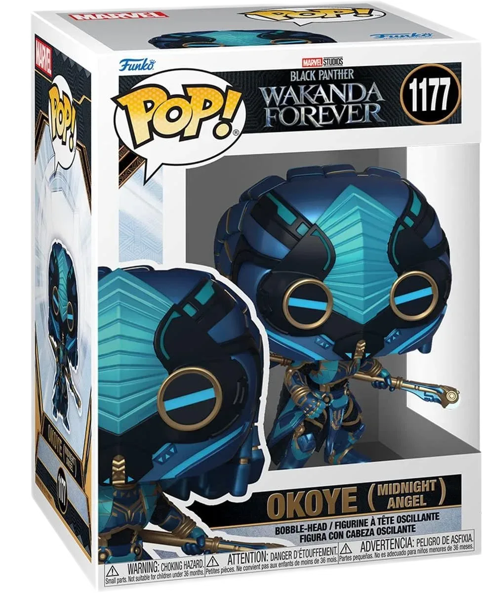 Funko Okoye (Midnight Angel) — Paketimi Wakanda Forever e identifikon Okoye me numrin #1177.
