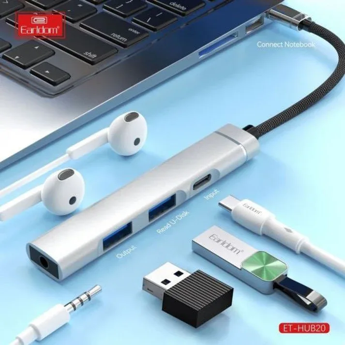 Shembull lidhjeje nga prodhuesi; laptopi dhe aksesorët nuk përfshihen. Earldom ET-HUB20 — Shembull lidhjeje nga prodhuesi; laptopi dhe aksesorët nuk përfshihen.
