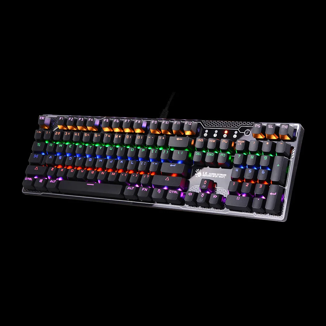 Bloody B810R Battlefield — Renditja e tasteve dhe shenjat e ndriçuara me RGB.