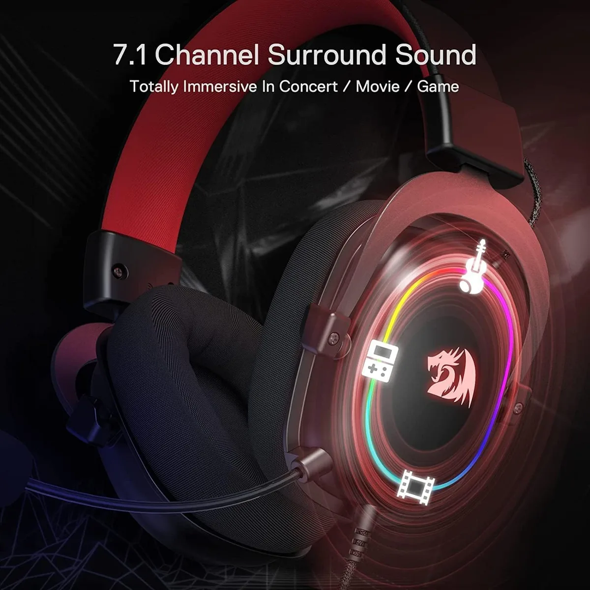 Redragon Zeus X — Driver-at 53mm përdoren edhe me përpunimin opsional 7.1 virtual.