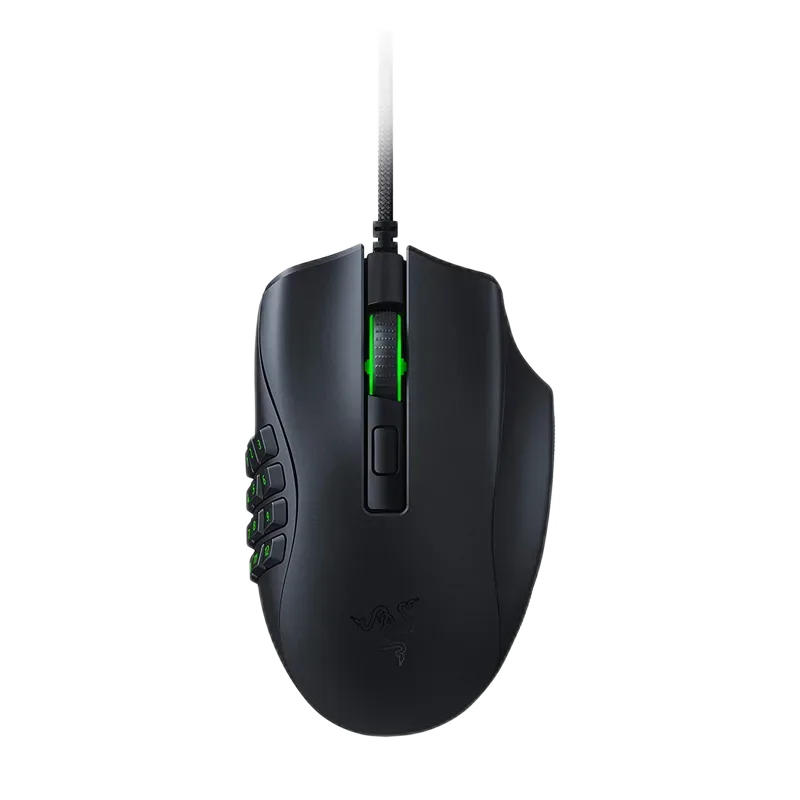 Razer Naga X — The Naga X has a full thumb grid in a shaped right-hand body.