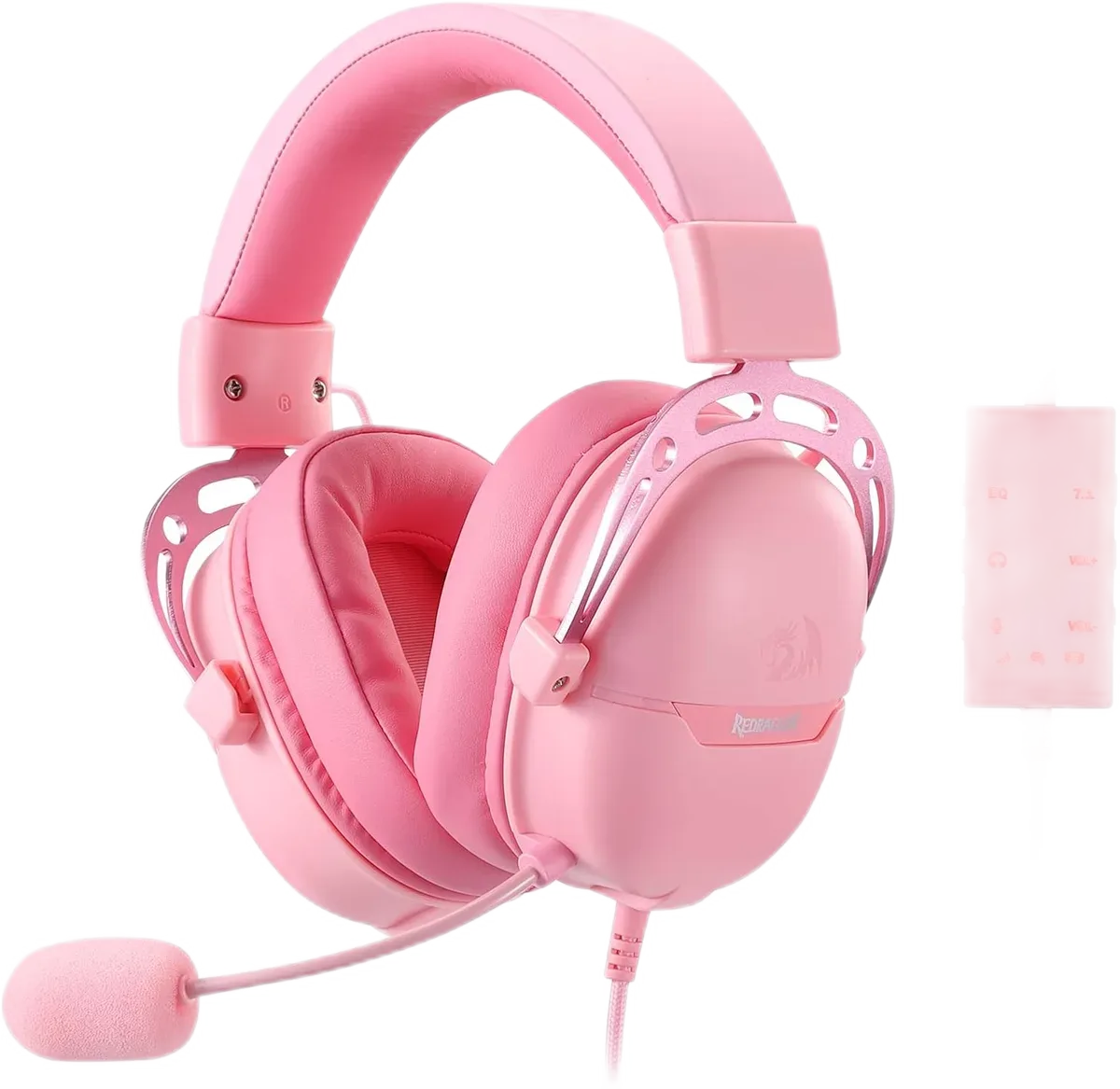 Redragon Aurora Pink — Aurora rozë me mikrofonin fleksibël.