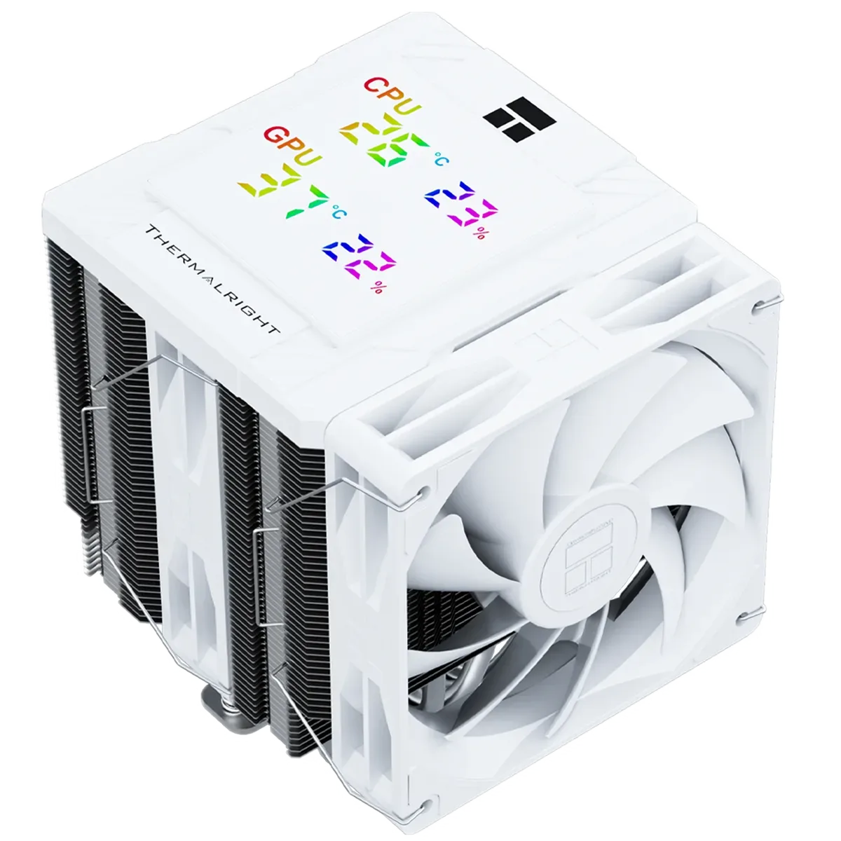 Peerless Assassin 120 Digital White, the upper view makes the display and twin-tower layout clearer