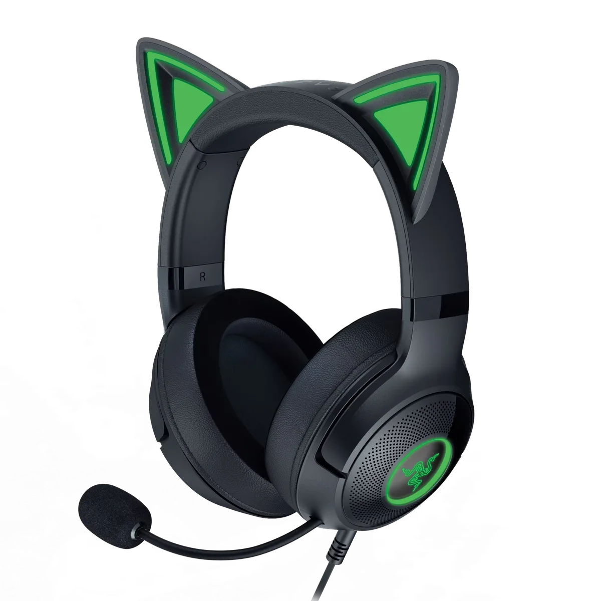 Kitty V2 i zi, me veshë të ndriçuar dhe mikrofon të fiksuar. Razer Kraken Kitty V2 Black — Kitty V2 i zi, me veshë të ndriçuar dhe mikrofon të fiksuar.