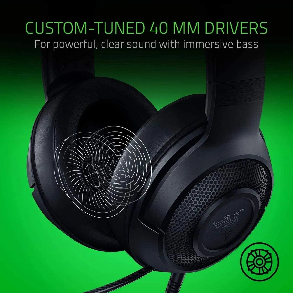 Razer Kraken X-Lite — Grafikë e prodhuesit që paraqet driver-at 40mm.