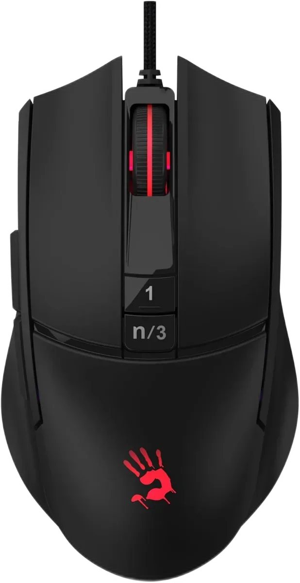 Bloody L65 Max — The translucent black shell reveals the internal pattern.