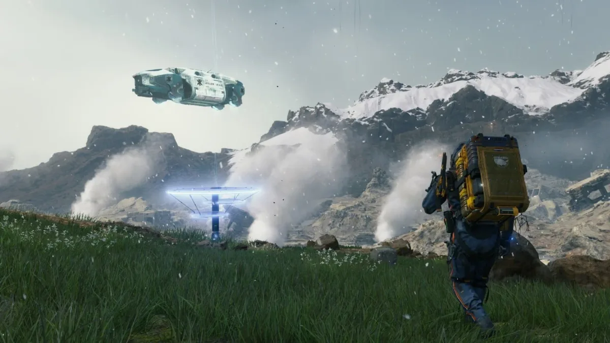 The landscape makes route planning part of each delivery. Death Stranding: Director's Cut — The landscape makes route planning part of each delivery.