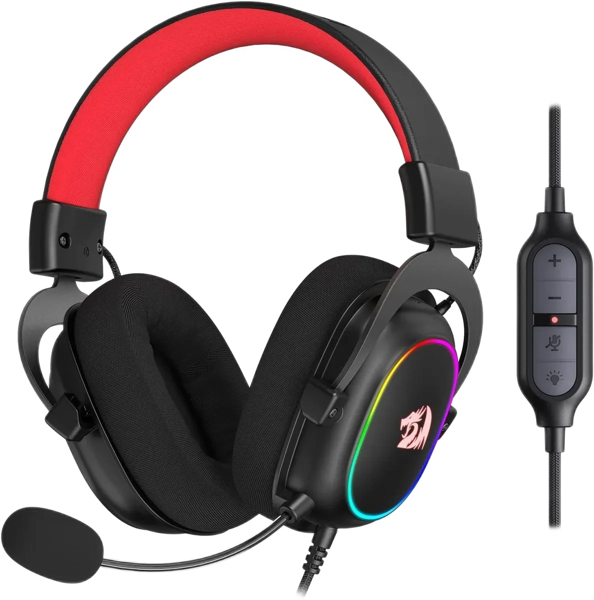 Redragon Zeus X — Zeus X me kabllo, ndriçim RGB dhe kontrolle në kabllo.