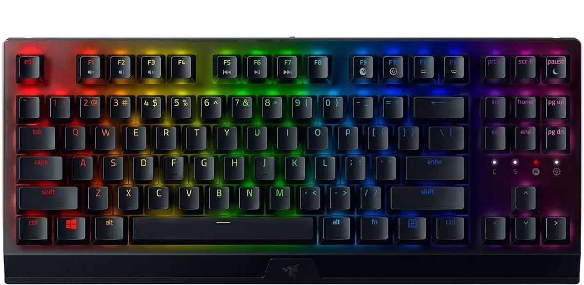 Razer BlackWidow V3 Tenkeyless — The function row, navigation cluster and arrow keys remain separate.