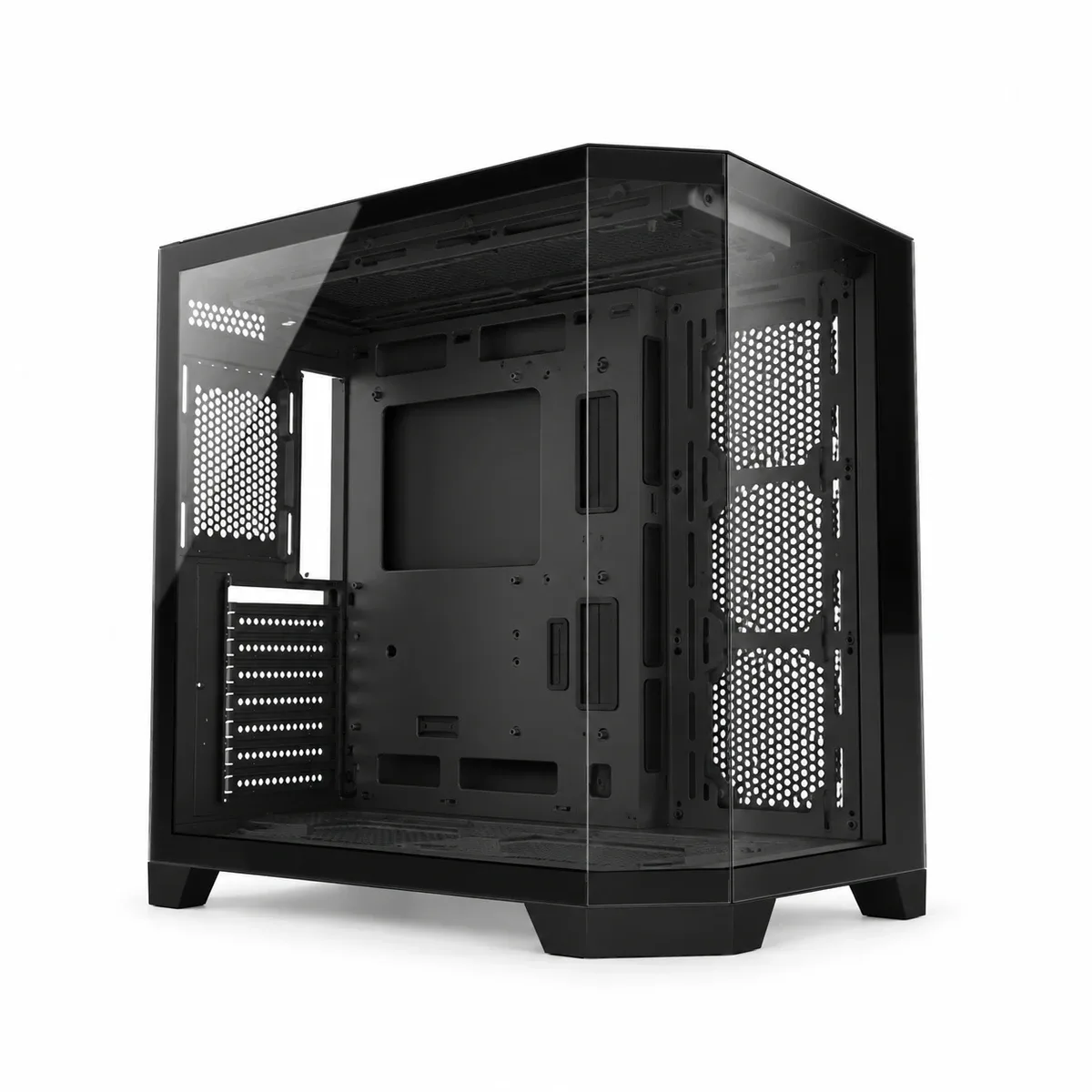 Snowman CS089 black empty case with an angled glass corner