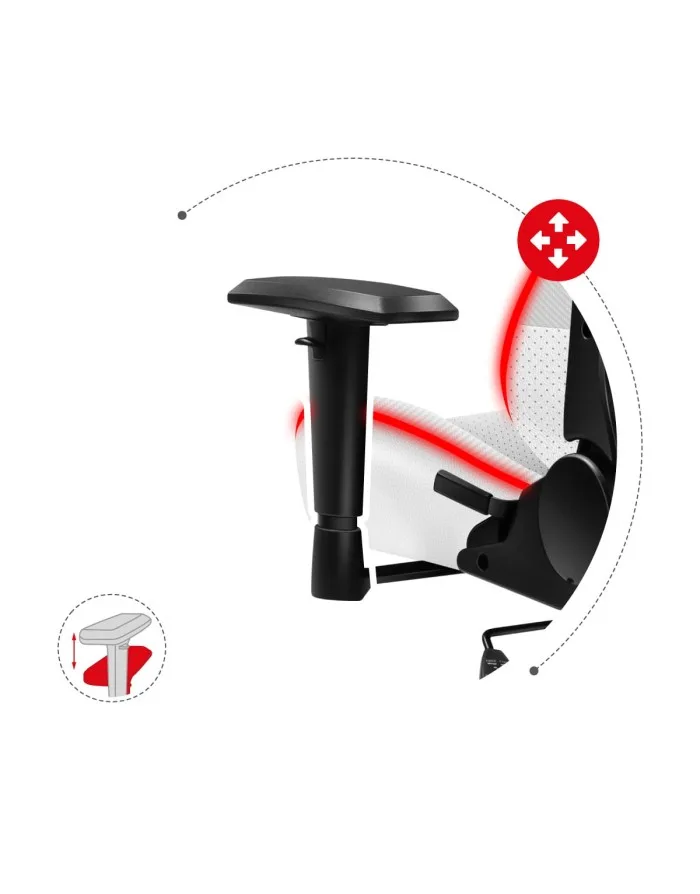 Huzaro Force 6.2 White RGB — The armrests adjust vertically to help match your desk and seated position.