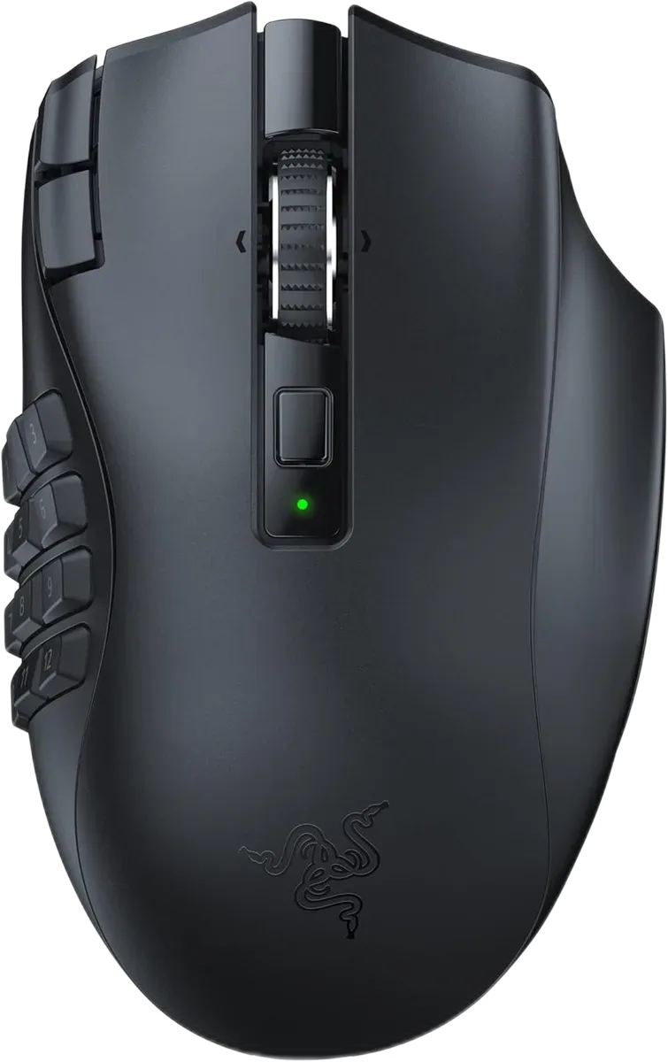 Razer Naga V2 HyperSpeed — Naga V2 HyperSpeed i zi ka panel fiks butonash anësorë.