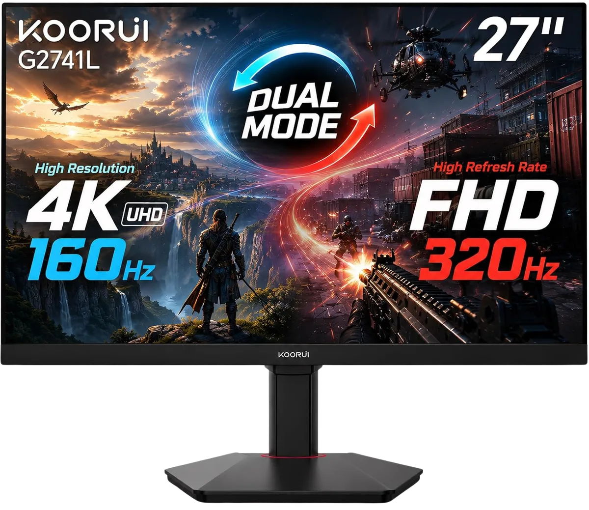 Koorui G2741L — I njëjti panel ofron veçmas 4K 160Hz dhe Full HD 320Hz.