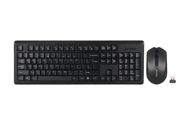 A4Tech 4200N — Seti 4200N bashkon tastierën me madhësi të plotë, mausin optik dhe marrësin USB.
