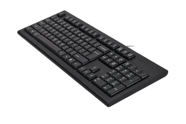 A4Tech KR-85 USB Black — Angled view of the rounded-edge keycaps and keyboard body.