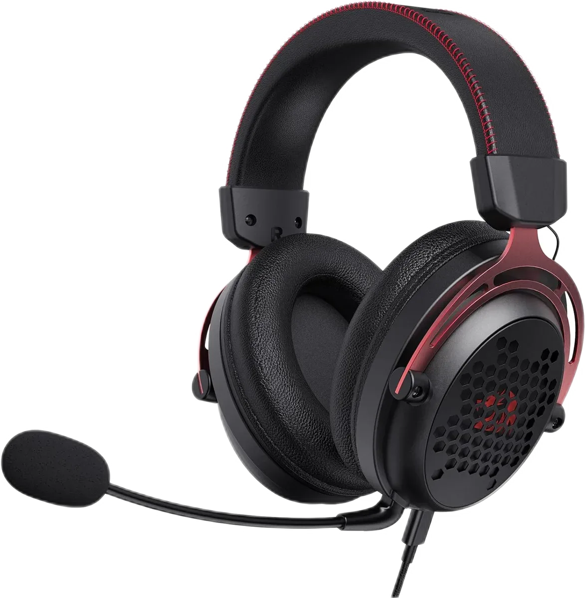 Redragon Diomedes H386 — The black-and-red H386 uses a honeycomb outer shell.