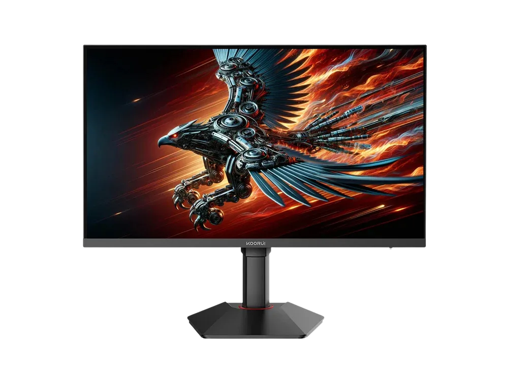 Koorui G2722P — The flat 27-inch QHD panel and adjustable stand.