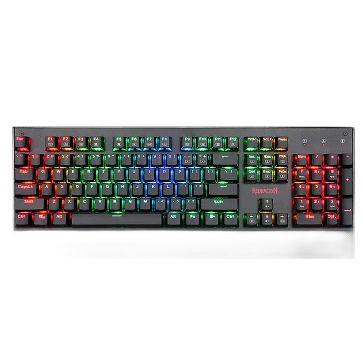 Redragon K557 Kala — The 104-key arrangement retains a separate number pad.
