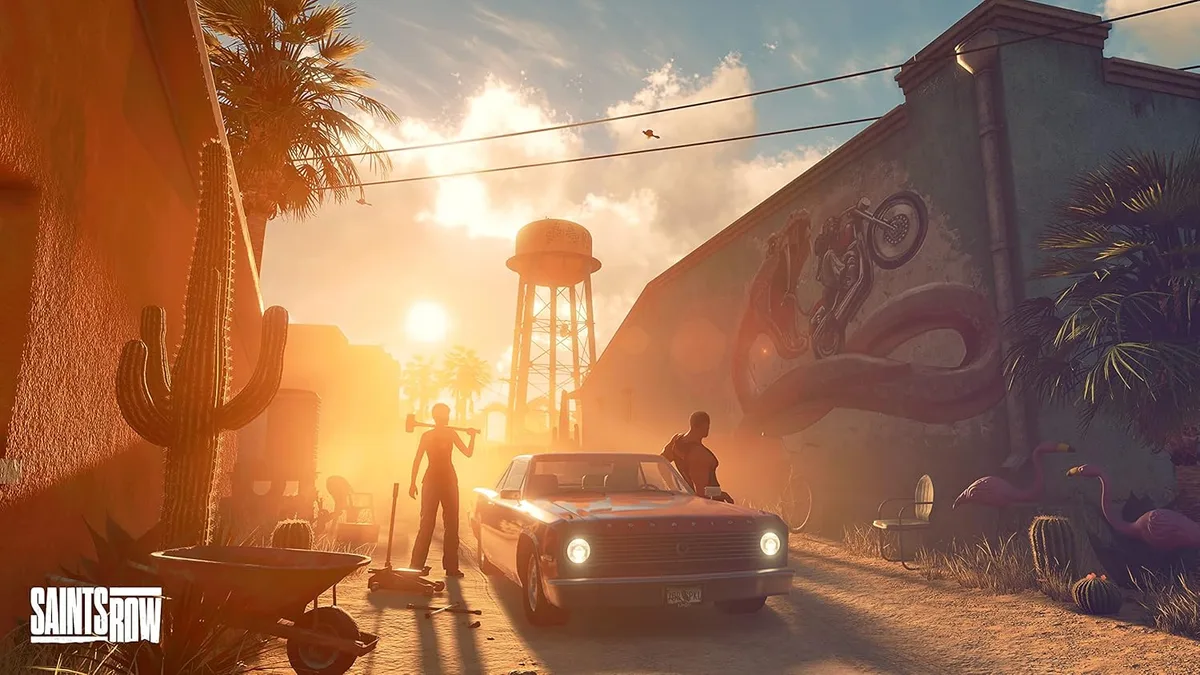 Saints Row - Day One Edition — Santo Ileso combines city streets with a southwestern setting.
