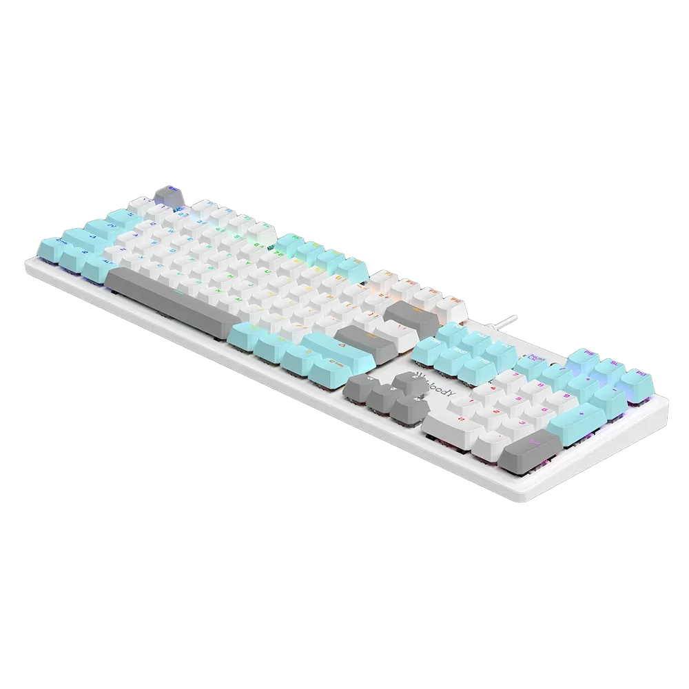 Bloody S510R White — Keycaps të ngritura, me hapësira më të arritshme mes tasteve.